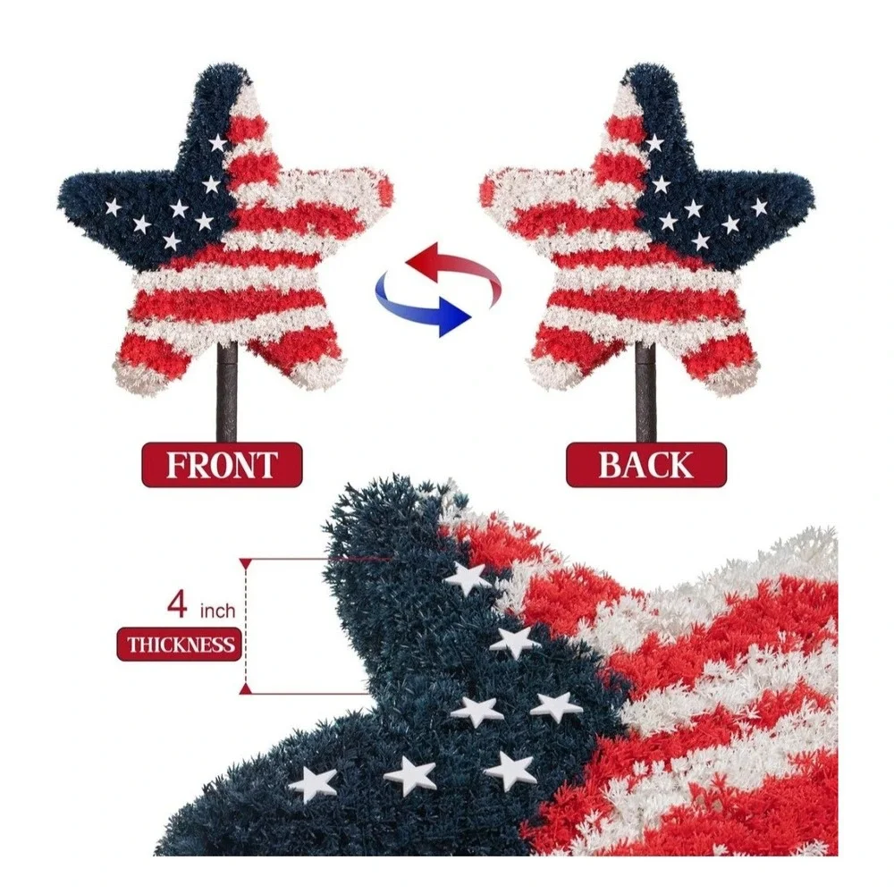 2 Pack Star Topiary Trees for 4th of July Decoration, Artificial Star Trees